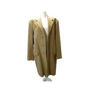Banana Republic 3 Button Dress Coat Made in Italy 100% Cotton Camel Overcoat Men